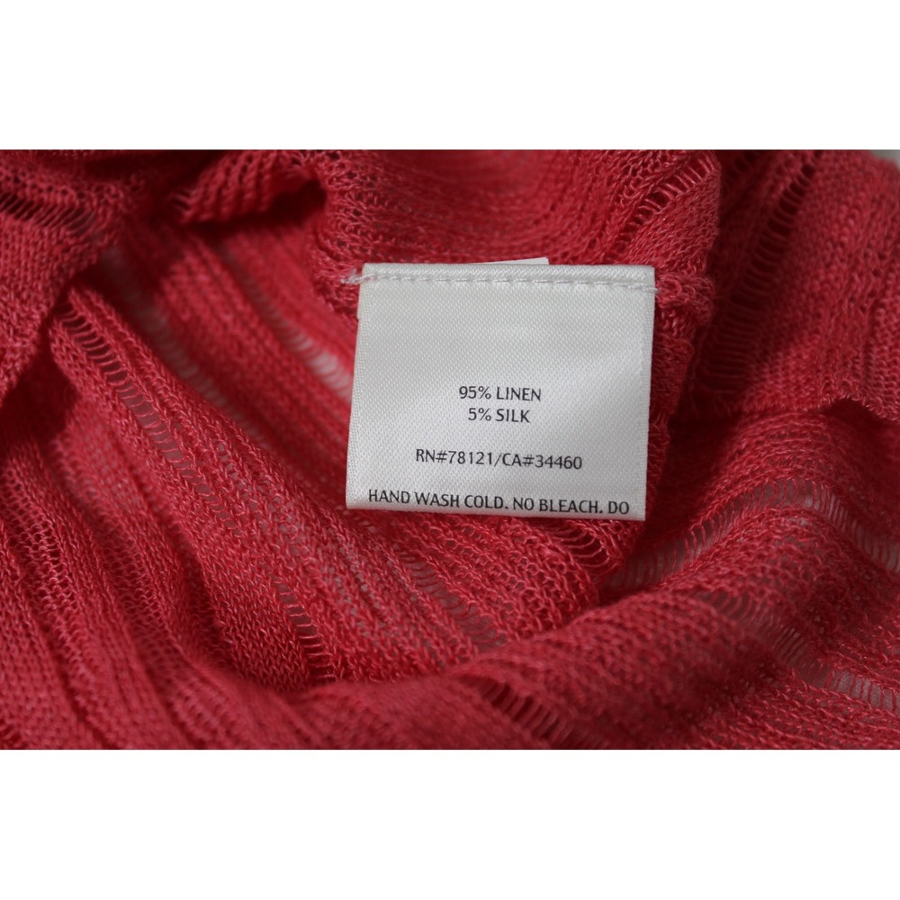 Eileen Fisher Linen Silk Blend Tank Top Women's L Coral Pink Sharkbite Hem - Picture 4 of 8
